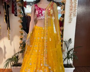 Bridal Mehendi Lehenga embroidered design – Sublime Attire Creation