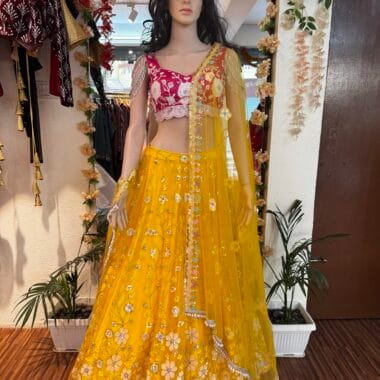 Bridal Mehendi Lehenga embroidered design – Sublime Attire Creation