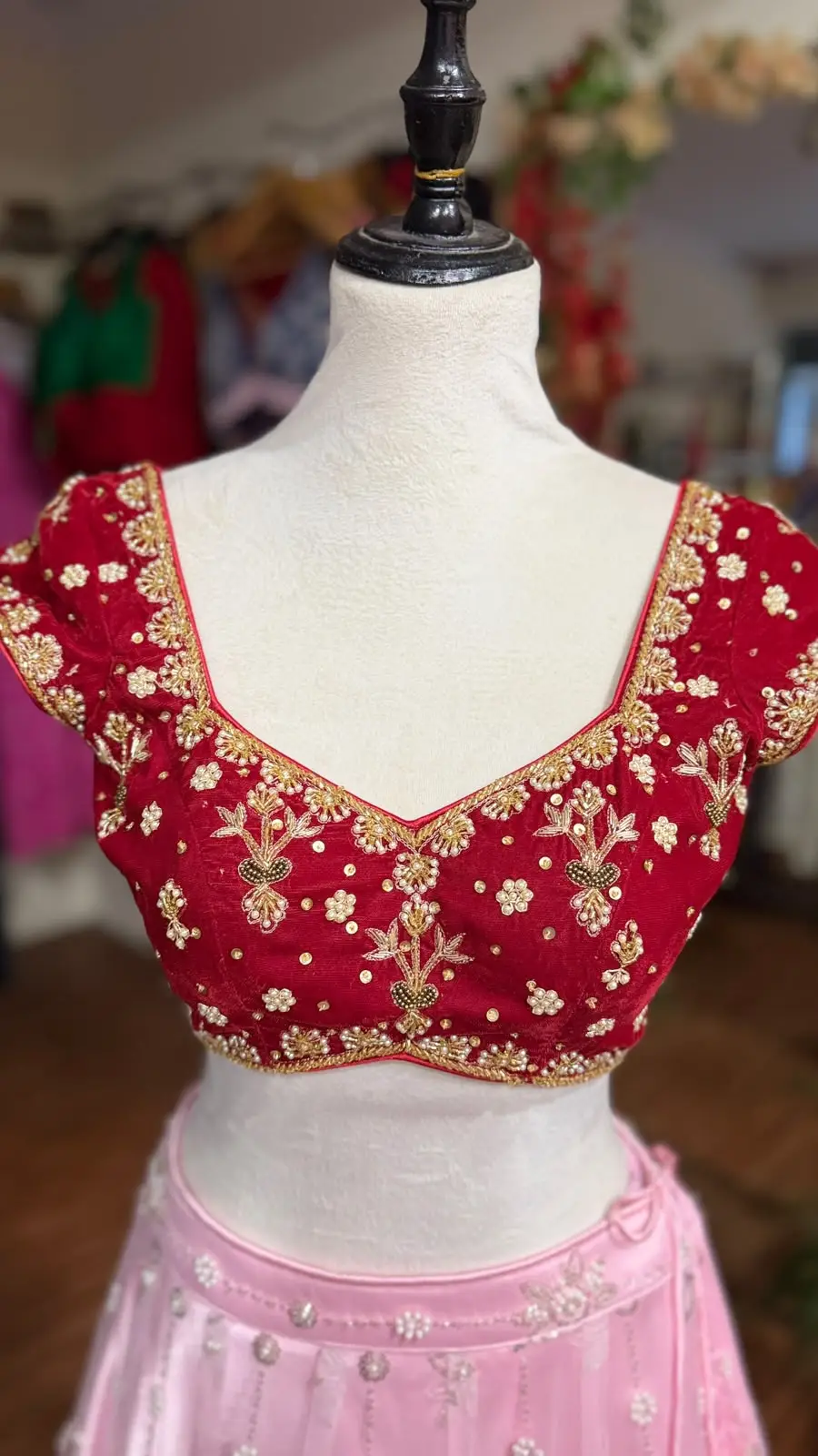 Custom bridal blouse fitting at Sublime Attire Creation in Basundhara